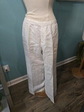 Nine West White Wide-Leg Linen Pants